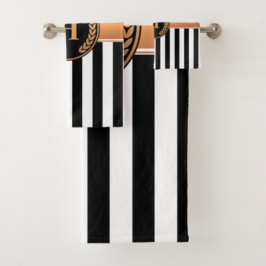 Zwart-gouden monogram bad handdoek (Insitu)