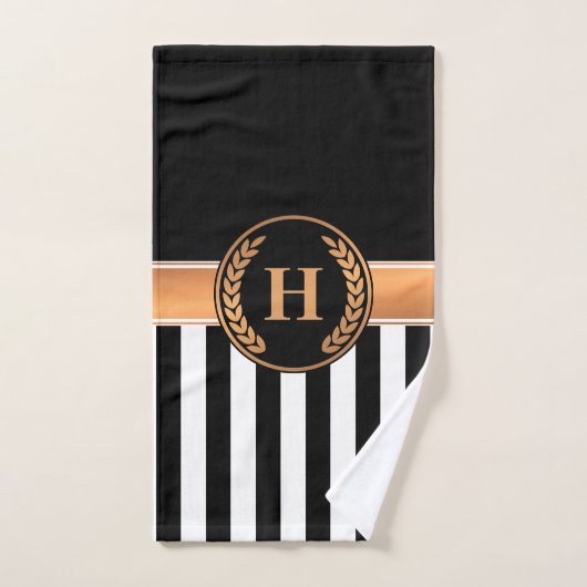 Zwart-gouden monogram bad handdoek (Handdoek)