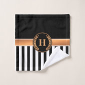 Zwart-gouden monogram bad handdoek (Wasdoekje)