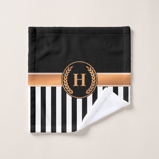 Zwart-gouden monogram bad handdoek (Wasdoekje)