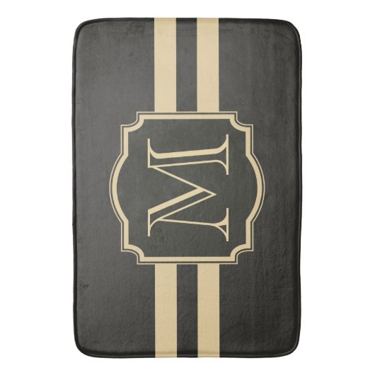 Zwart-gouden monogram badmat (Voorkant Verticaal)