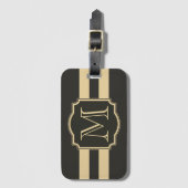Zwart-gouden monogram bagagelabel (Voorkant (verticaal))