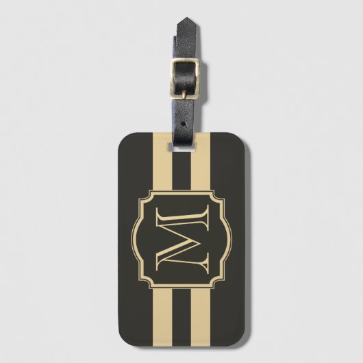 Zwart-gouden monogram bagagelabel (Voorkant (verticaal))