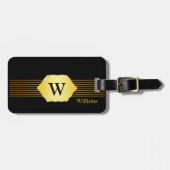 Zwart-gouden monogram bagagelabel (Voorkant horizontaal)