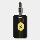 Zwart-gouden monogram bagagelabel (Voorkant verticaal)