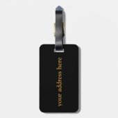 Zwart-gouden monogram bagagelabel (Achterkant verticaal)