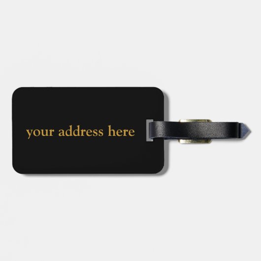 Zwart-gouden monogram bagagelabel (Achterkant horizontaal)