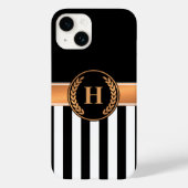 Zwart-gouden monogram Case-Mate iPhone case (Achterkant)