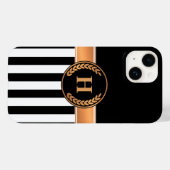 Zwart-gouden monogram Case-Mate iPhone case (Achterkant (horizontaal))
