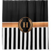 Zwart-gouden monogram douchegordijn (Voorkant)