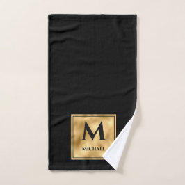 Zwart-gouden monogram Elegant Luxury Bad Handdoek