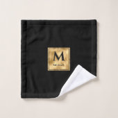 Zwart-gouden monogram Elegant Luxury Bad Handdoek (Wasdoekje)
