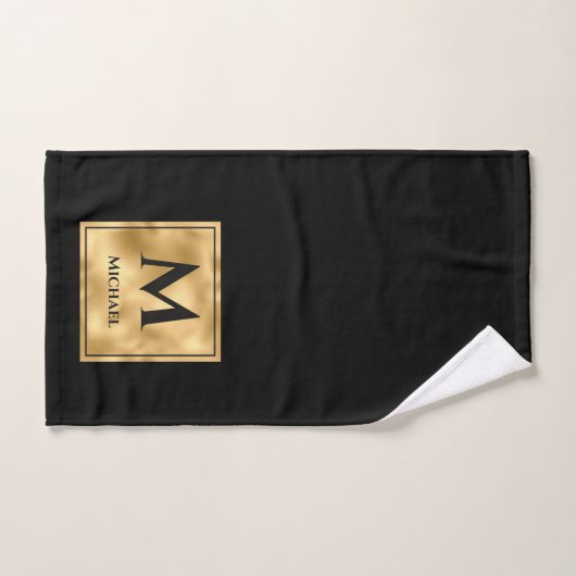 Zwart-gouden monogram Elegant Luxury Bad Handdoek (Handdoek)