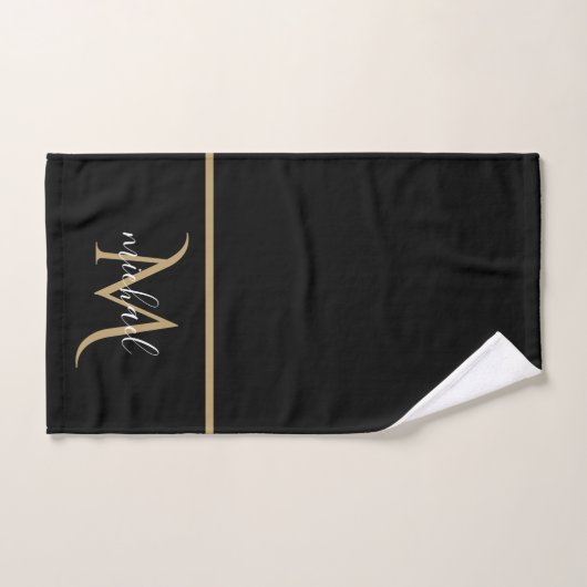 Zwart-gouden monogram Elegant Luxury Bad Handdoek (Handdoek)