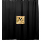 Zwart-gouden monogram Elegant Luxury Douchegordijn (Voorkant)