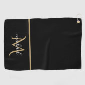 Zwart-gouden monogram Elegant Luxury Golfhanddoek (Horizontaal)