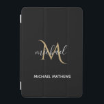 Zwart-gouden monogram Elegant Luxury iPad Mini Cover<br><div class="desc">Deze iPad-cover is de perfecte manier om uw apparaat te beschermen en tegelijk een beetje luxe en elegantie te bieden. Het zwarte en goudontwerp is stijlvol en tijdloos en kan worden gepersonaliseerd met uw monogram voor een unieke afwerking. De bijbehorende accessoires zijn beschikbaar in onze winkel.</div>