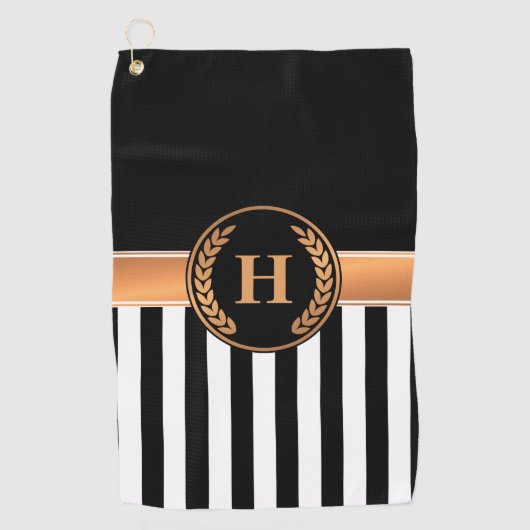 Zwart-gouden monogram golfhanddoek (Voorkant)