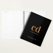 Zwart gouden monogram initialen 2026 planner (Display)