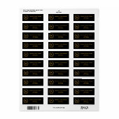 Zwart gouden monogram initialen krans retouradres etiket (Full Sheet)