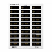 Zwart gouden monogram initialen krans retouradres etiket (Full Sheet)