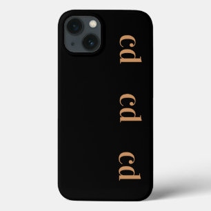 Zwart gouden monogram initialen modern Case-Mate iPhone case