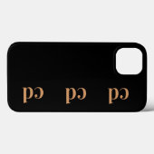 Zwart gouden monogram initialen modern Case-Mate iPhone case (Achterkant (horizontaal))