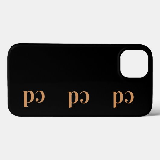 Zwart gouden monogram initialen modern Case-Mate iPhone case (Achterkant (horizontaal))