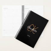 Zwart gouden monogram initialen naam minimalistisc planner (Display)