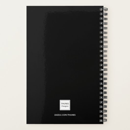 Zwart gouden monogram initialen naam minimalistisc planner (Achterkant)