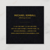 Zwart-gouden monogram | Marble Square Business Vierkante Visitekaartje (Achterkant)