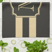 Zwart-gouden monogram theedoek (Gevouwen)