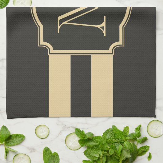 Zwart-gouden monogram theedoek (Gevouwen)