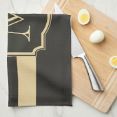 Zwart-gouden monogram theedoek (Quarter Fold)