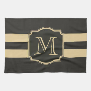 Zwart-gouden monogram theedoek