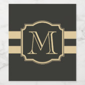 Zwart-gouden monogram wijn etiket (Enkel label)
