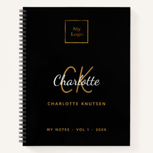 Zwart gouden monogram zakelijk logo notitieboek