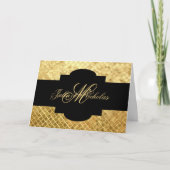 Zwart & Gouden Mozaïek met monogram Kaart (Voorkant)