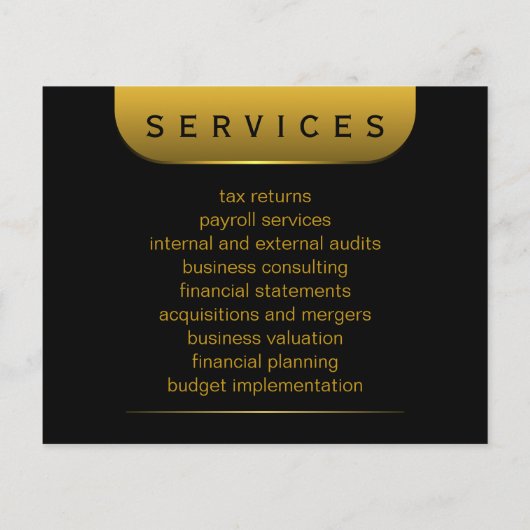Zwart-gouden munten 4,5 x 5,6-inch accountantsbroc flyer (Achterkant)