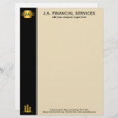 Zwart Gouden Munten Custom Boekhouding Letterkop Persoonlijk Briefhoofd (Voorkant / Achterkant)