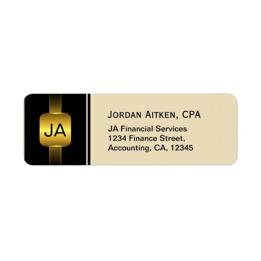 Zwart-gouden munten Elegant CPA Accountant Etiket (Voorkant)