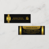 Zwart Gouden Munten Kleine Verticale CPA Accountan Mini Visitekaartje (Voorkant / Achterkant)