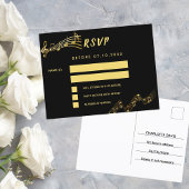 Zwart gouden muzieknoten retouradres RSVP kaart