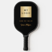 Zwart gouden naam handtekening bedrijf logo pickleball paddle (Achterkant)