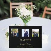Zwart gouden naam script foto Afstuderen Gastenboek