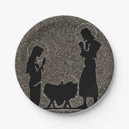 Zwart-gouden nativiteit getextureerd papieren bordje