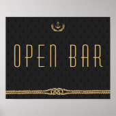 Zwart Gouden Nautilus Bruiloft Open Bar Bord Poster (Voorkant)