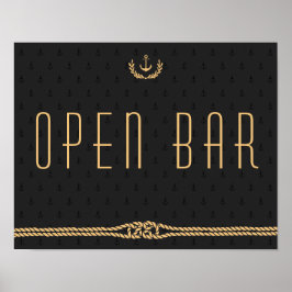 Zwart Gouden Nautilus Bruiloft Open Bar Bord Poster