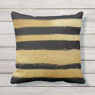 Zwart gouden neusbladstrepen met moderne penseelst buitenkussen