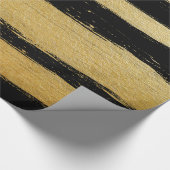 Zwart gouden neusbladstrepen met moderne penseelst cadeaupapier (Hoek)